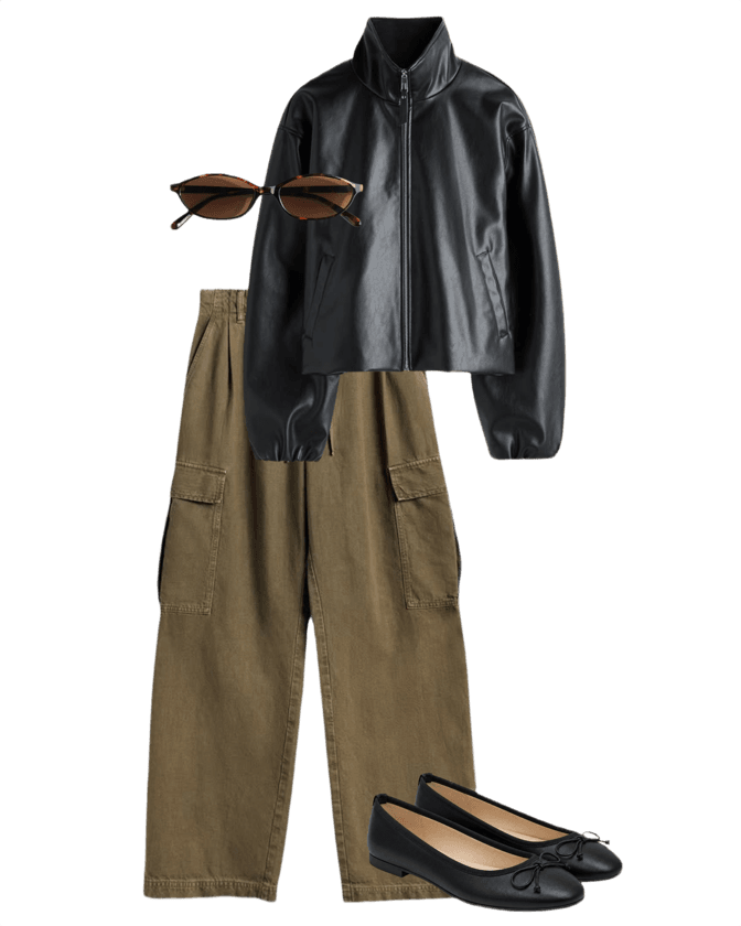 Khaki + Black Leather