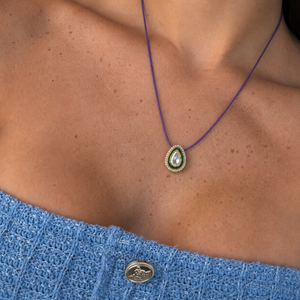 Quiet Drop - Purple, Emerald Green & Gold Diamond Necklace