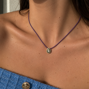 Quiet Drop - Purple, Emerald Green & Gold Diamond Necklace