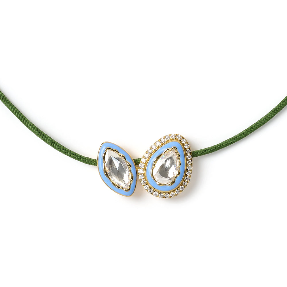 True Union - Khaki, Periwinkle Blue & Gold Diamond Necklace