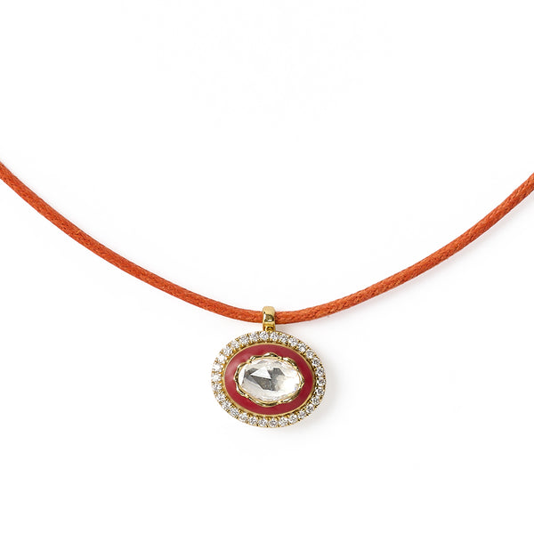 Eternal Lines - Orange, Deep Red & Gold Diamond Necklace