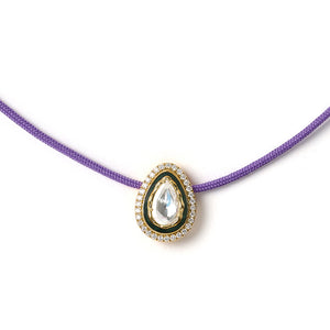 Quiet Drop - Purple, Emerald Green & Gold Diamond Necklace