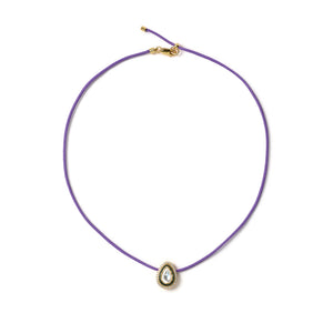 Quiet Drop - Purple, Emerald Green & Gold Diamond Necklace