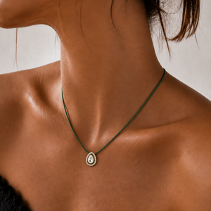 Quiet Drop - Emerald Green & Gold Diamond Necklace